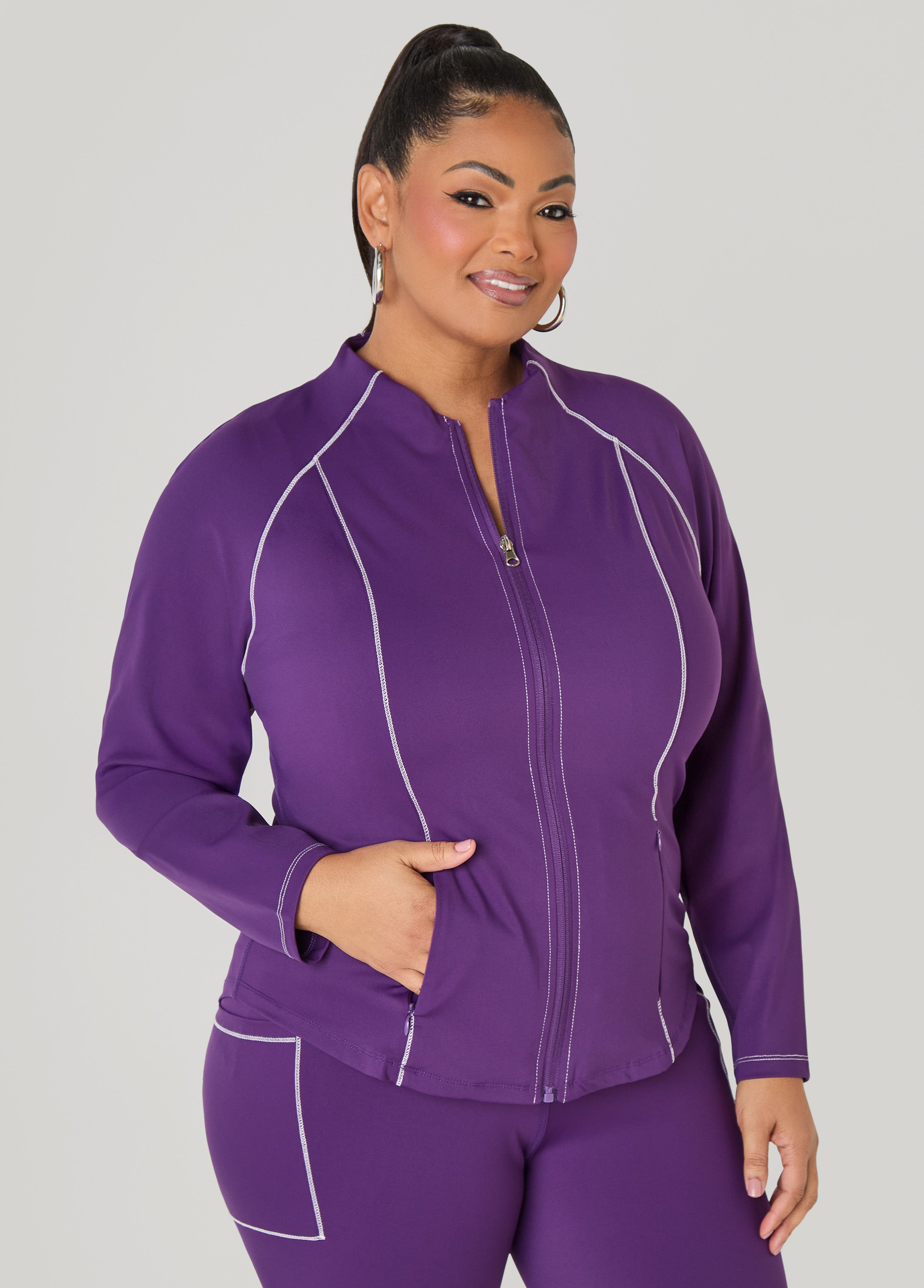 Piped Zip Front Track Jacket
