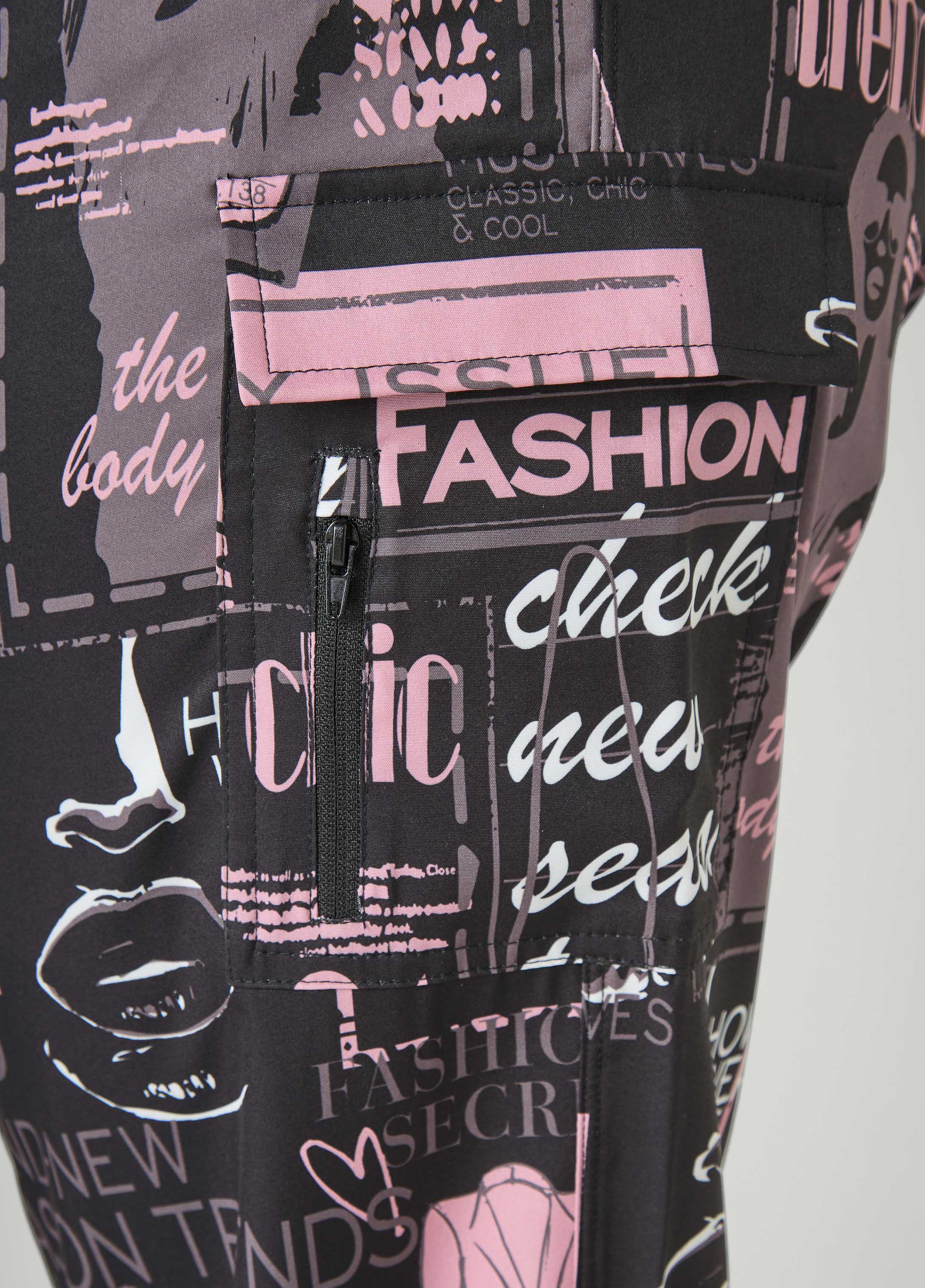 Newspaper Print Cargo Joggers