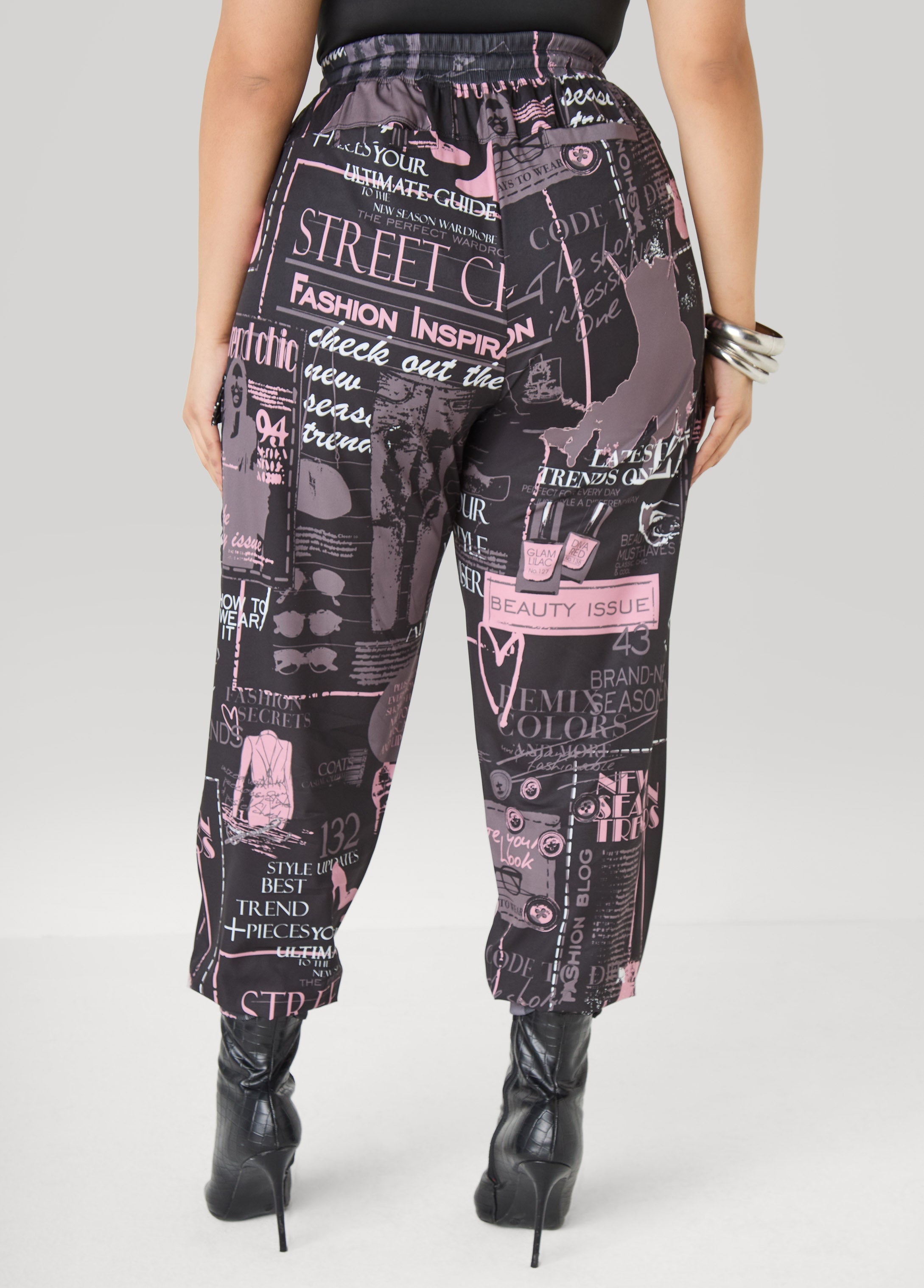 Newspaper Print Cargo Joggers