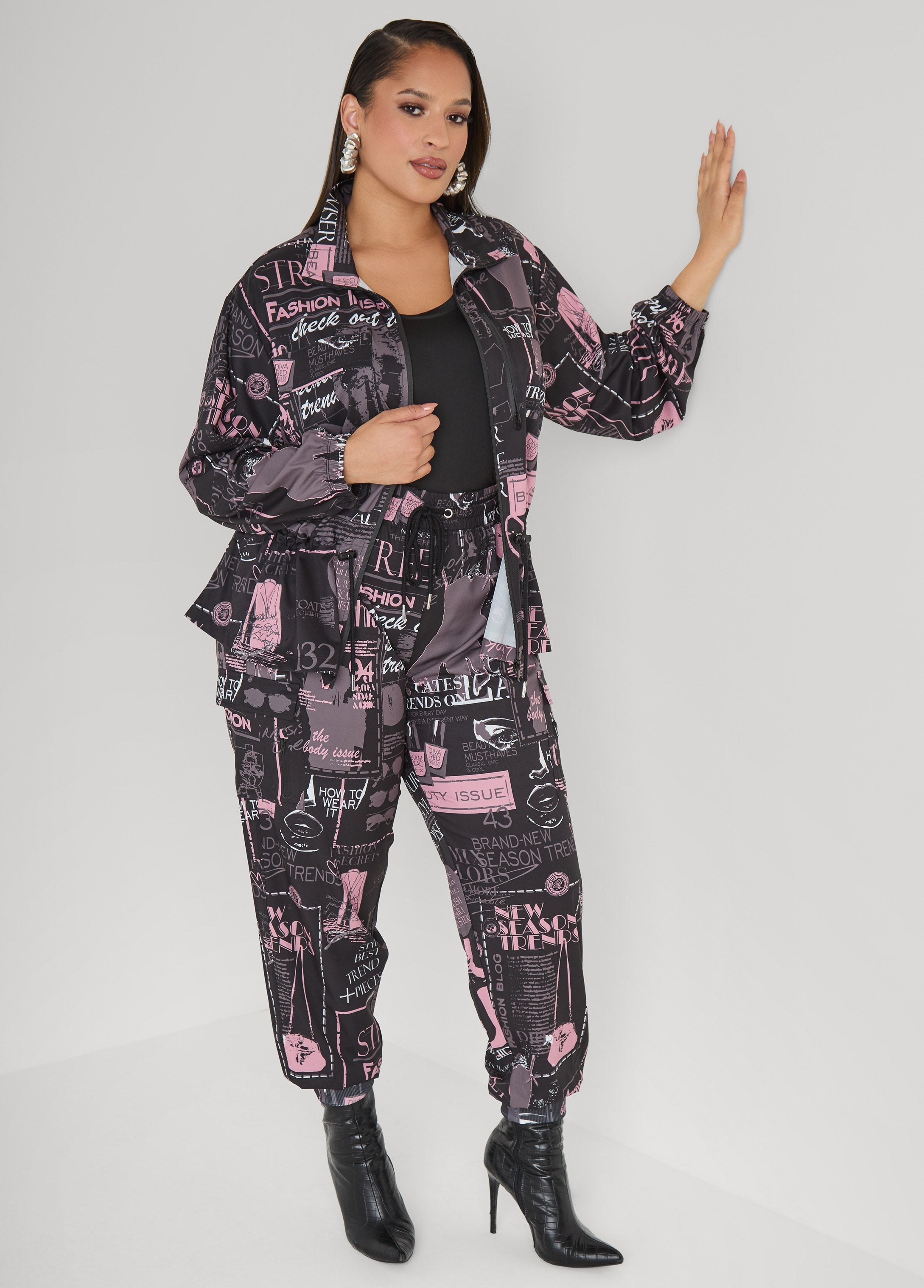 Newspaper Print Cargo Joggers